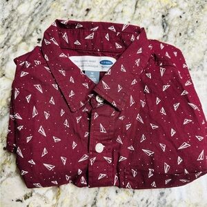 Old Navy Maroon Long Sleeve Button Up Shirt Size 8